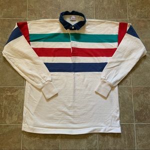 Vintage Orvis Striped Polo Denim Collar